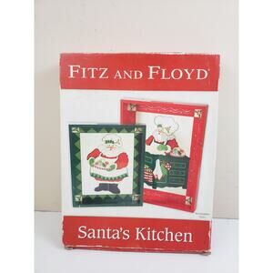 2004 Y2K Fitz and Floyd Santa’s Kitchen Christmas Nesting Wooden Trays Holiday